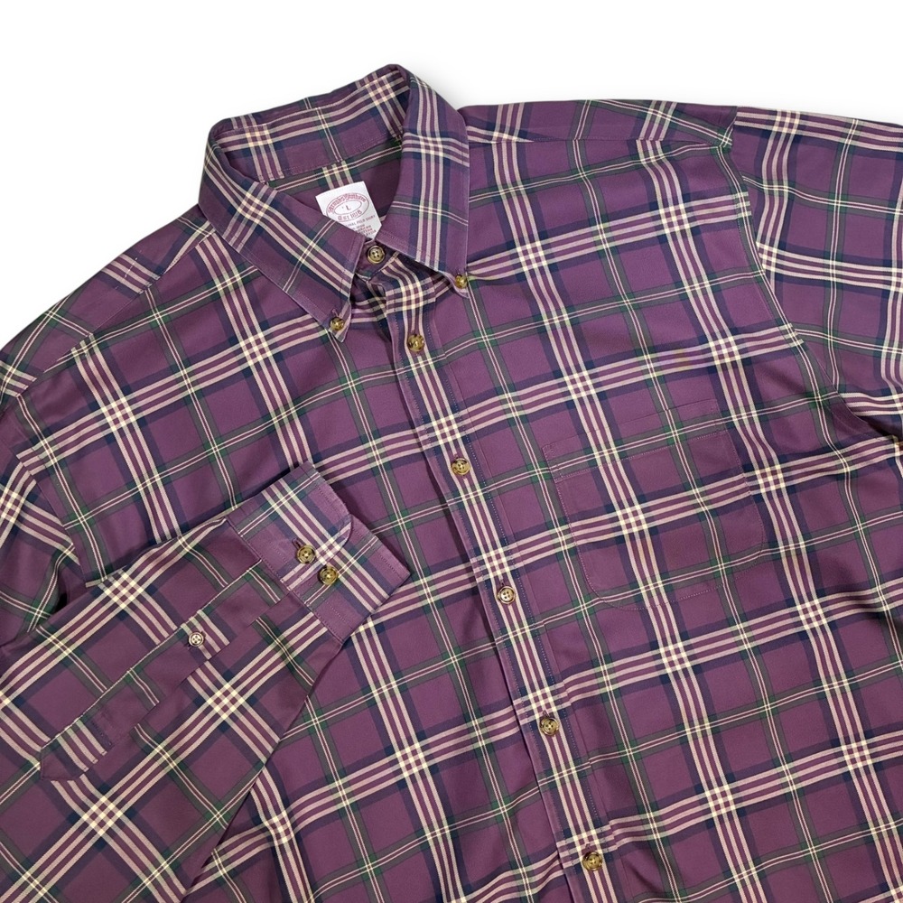 Brooks Brothers Mens Large Plaid Button‎ Down Long Sleeve Shirt